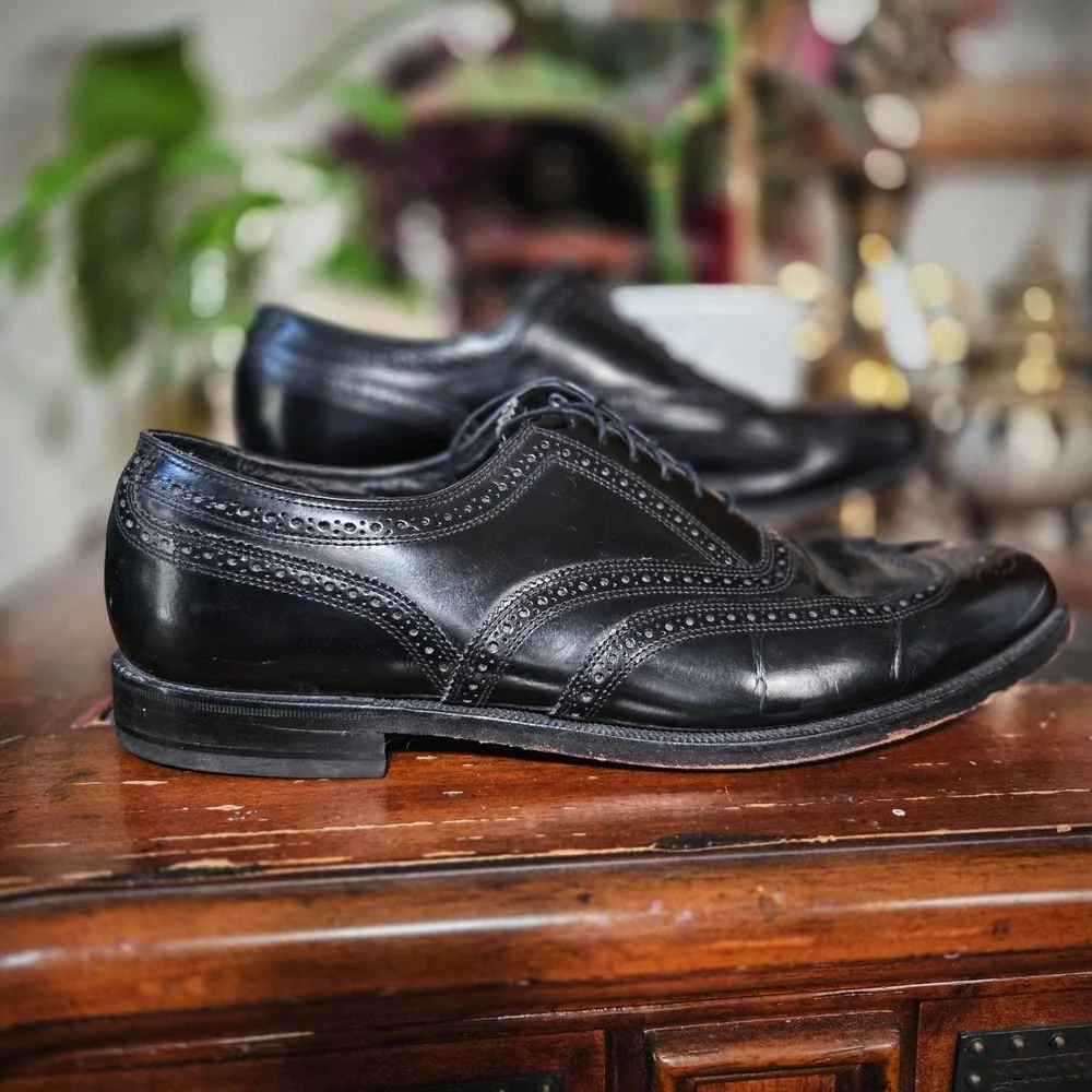Florsheim Mens Black Leather Wingtip‎ Brogue Oxford Dress Shoes